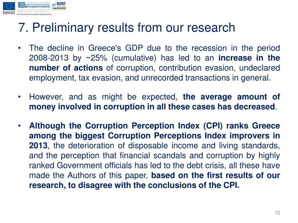 7 preliminary results from our research