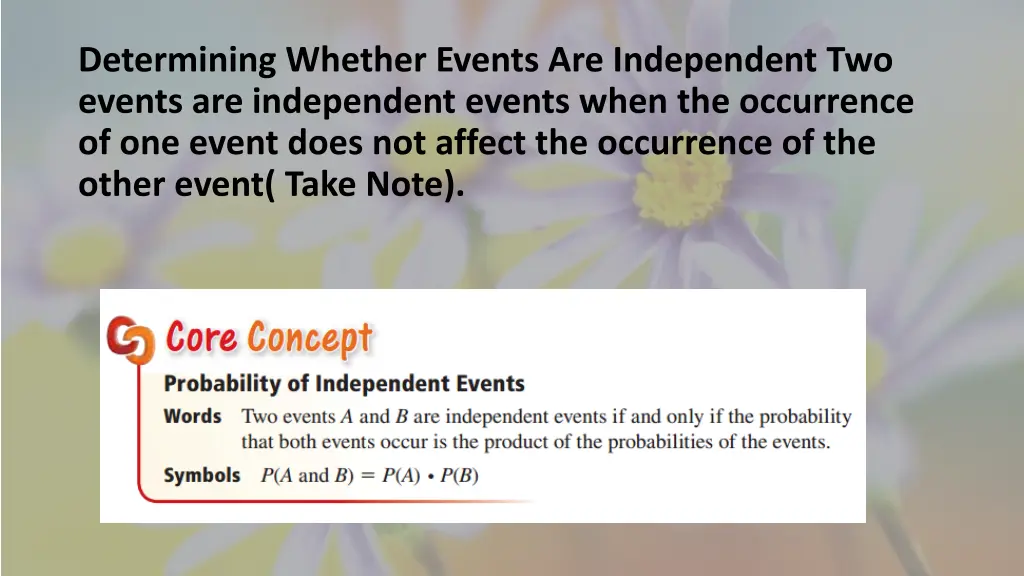 determining whether events are independent