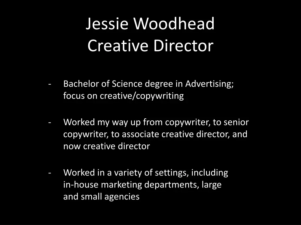 jessie woodhead creative director