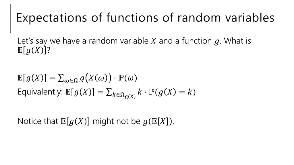 expectations of functions of random variables