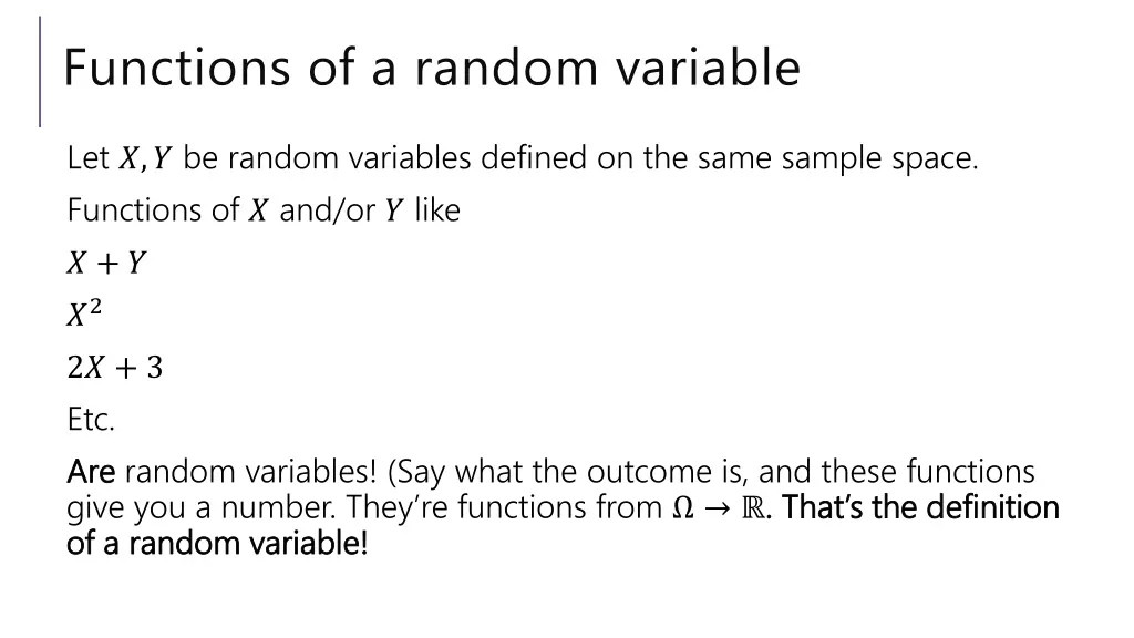 functions of a random variable