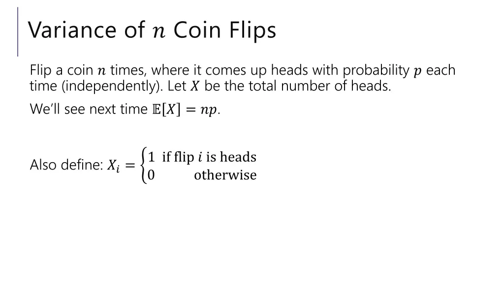 variance of coin flips