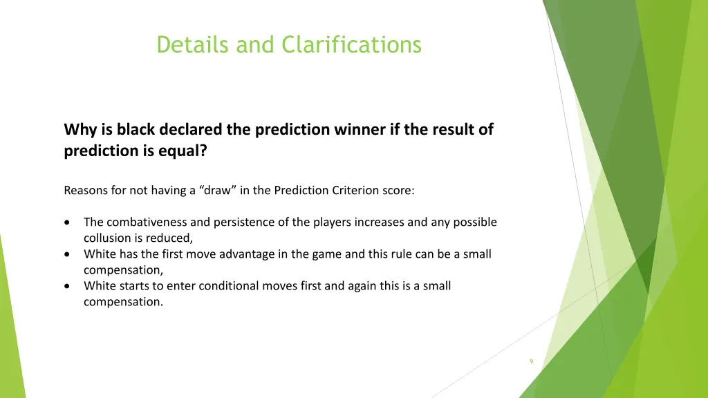 details and clarifications