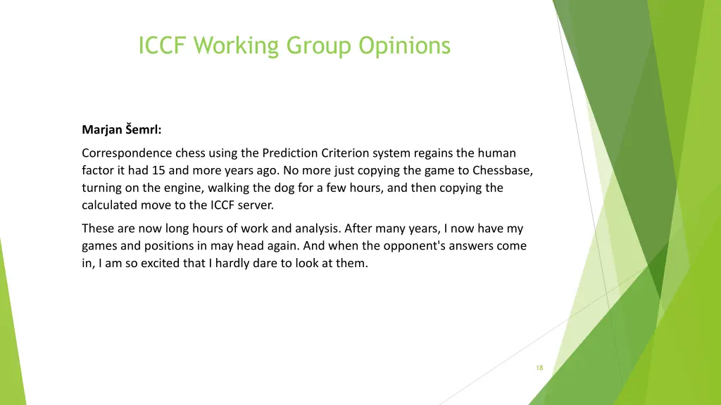 iccf working group opinions