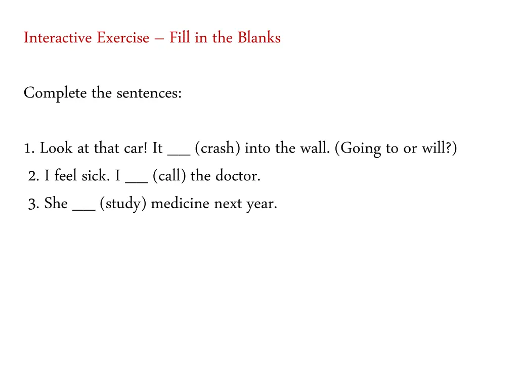 interactive exercise fill in the blanks
