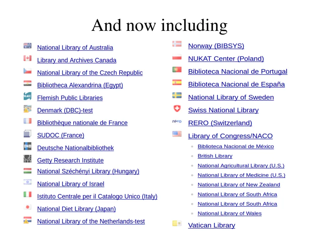 and now including