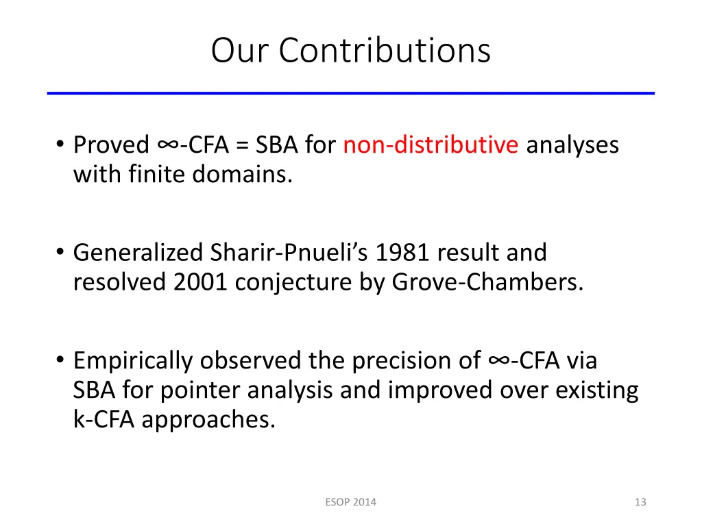 our contributions