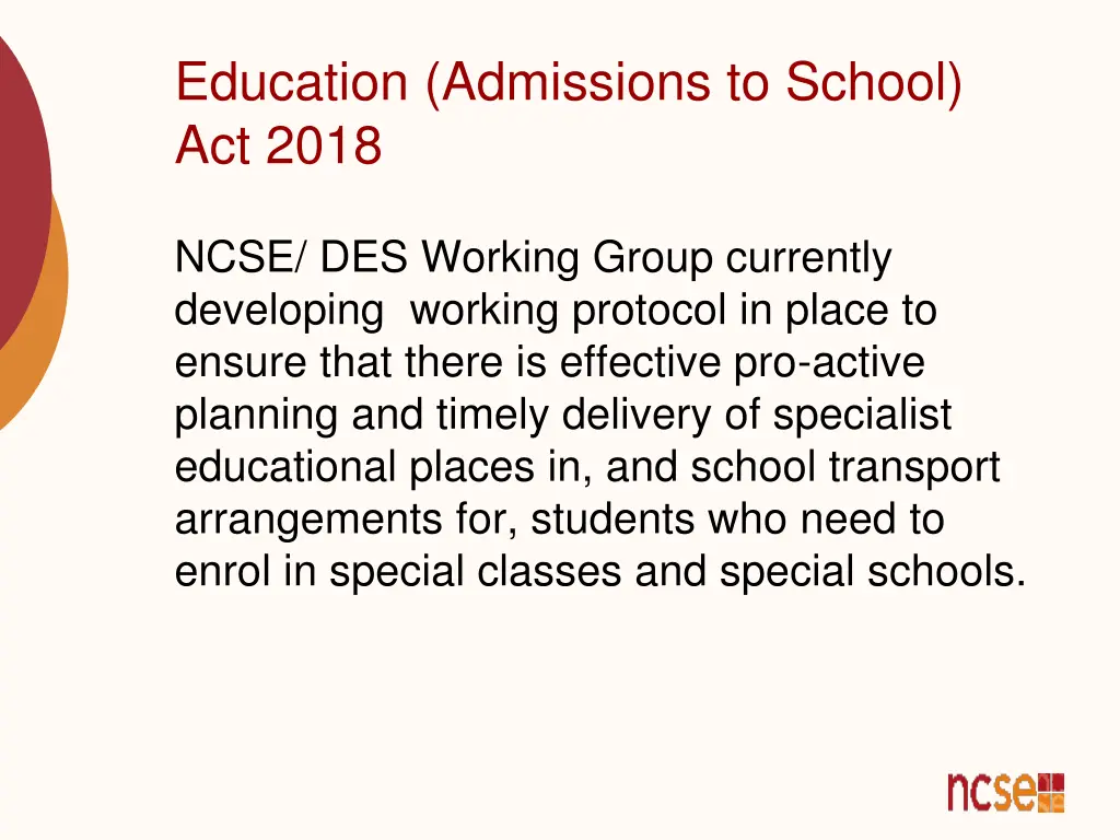 education admissions to school act 2018 12