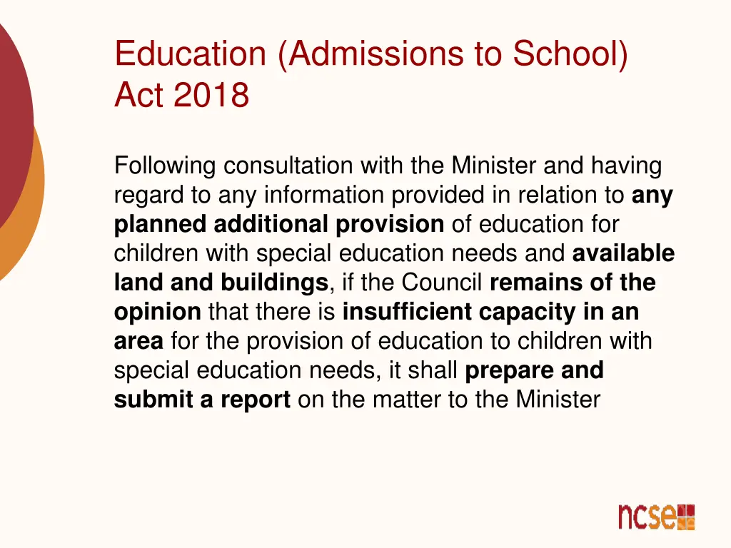education admissions to school act 2018 14