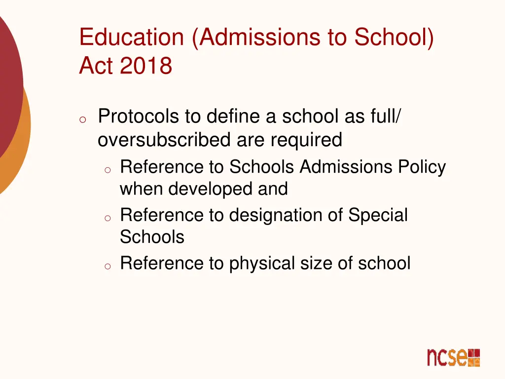 education admissions to school act 2018 16