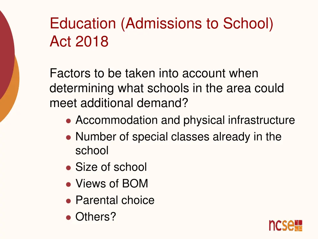 education admissions to school act 2018 17