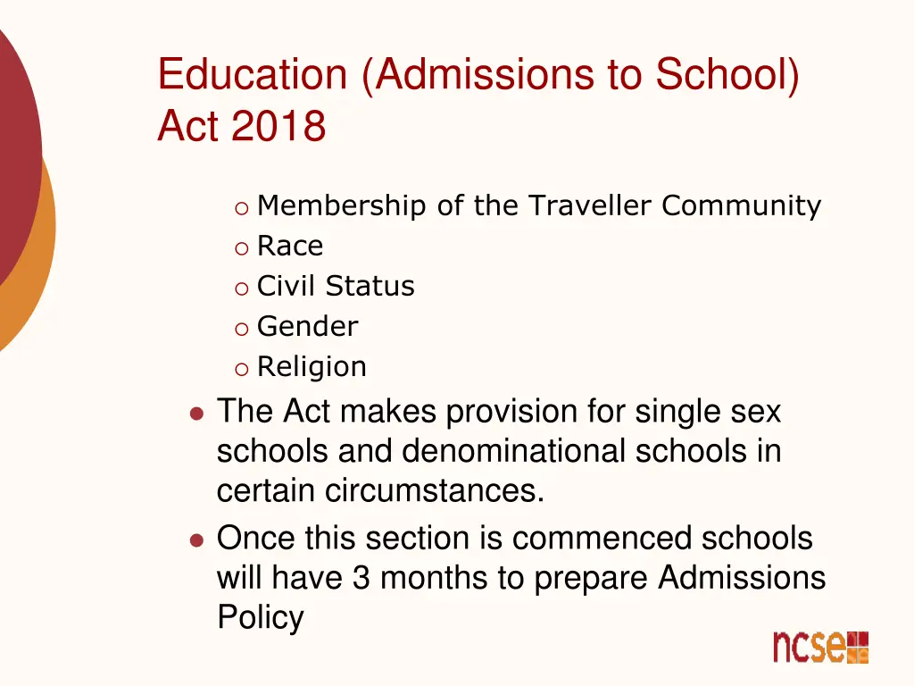 education admissions to school act 2018 3