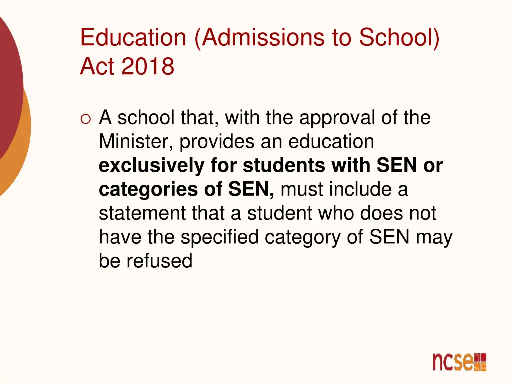 education admissions to school act 2018 4