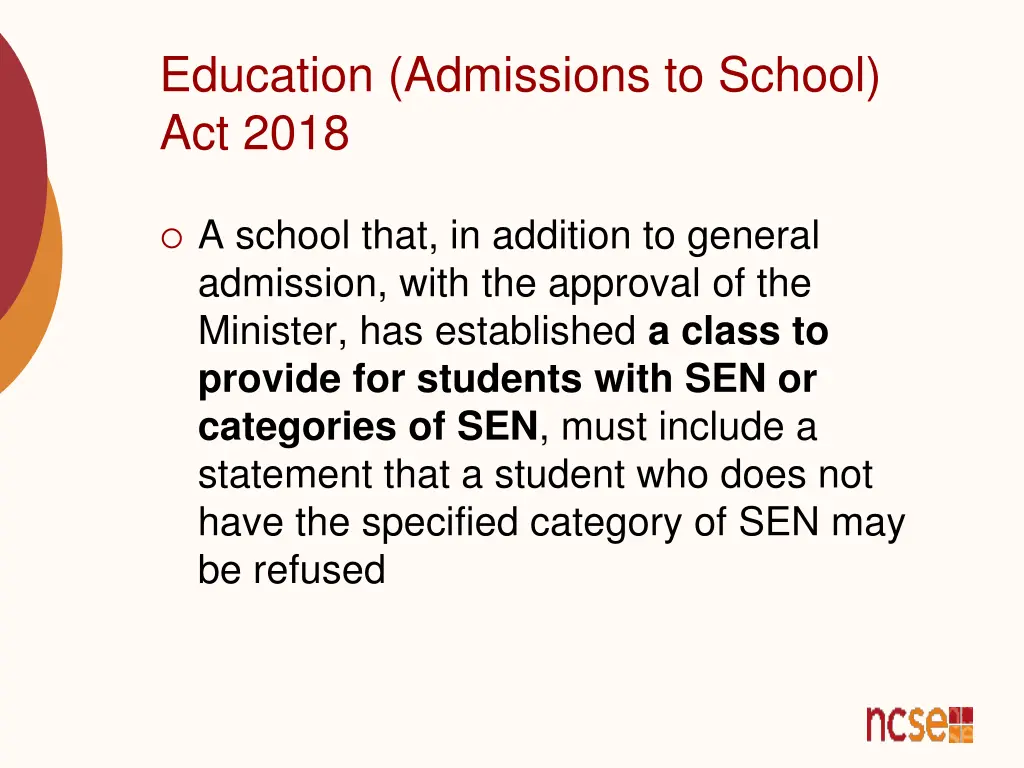 education admissions to school act 2018 5
