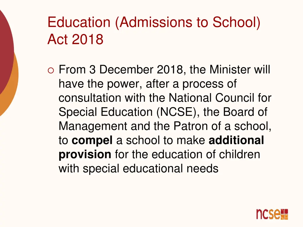 education admissions to school act 2018 7