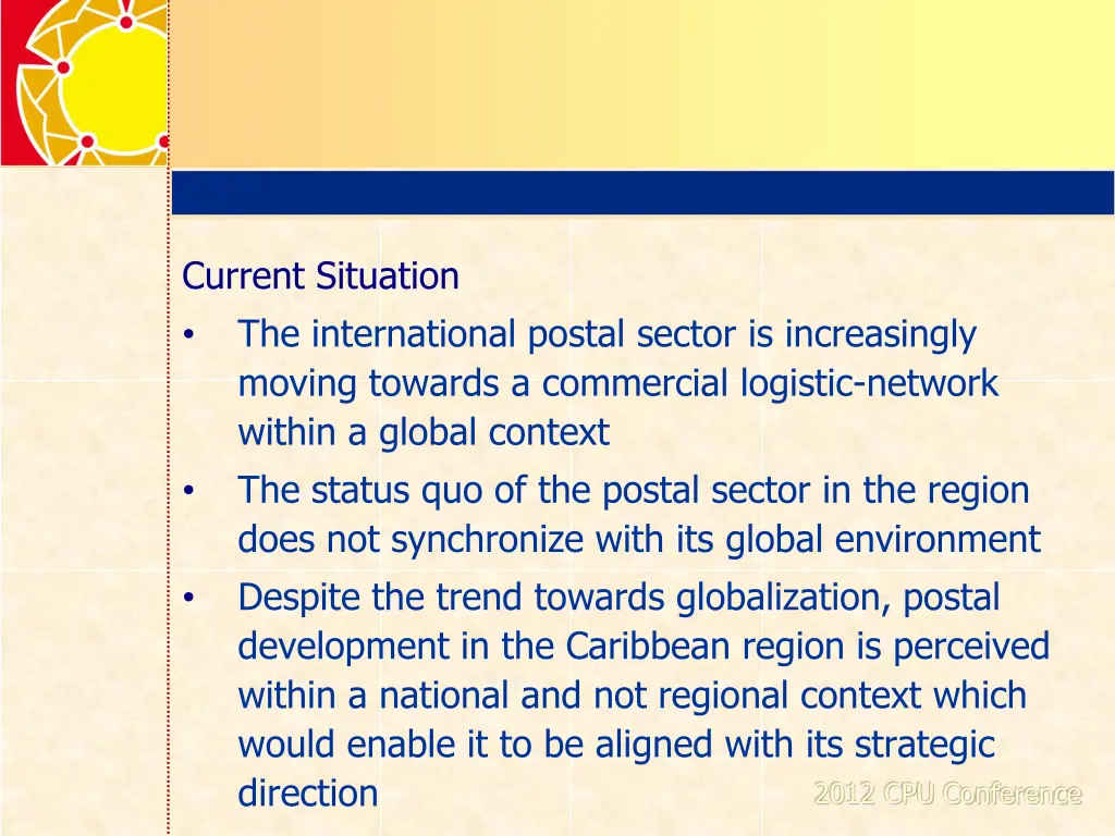 current situation the international postal sector