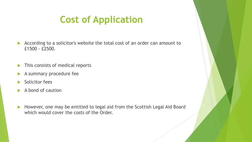cost of application