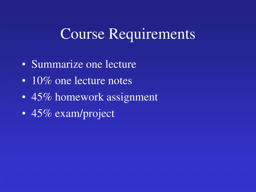 course requirements