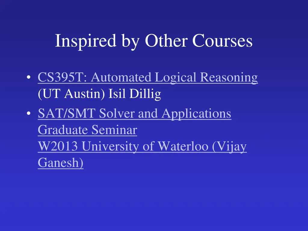inspired by other courses