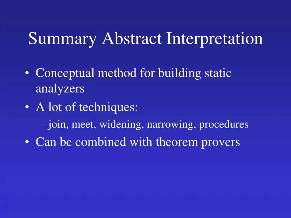 summary abstract interpretation