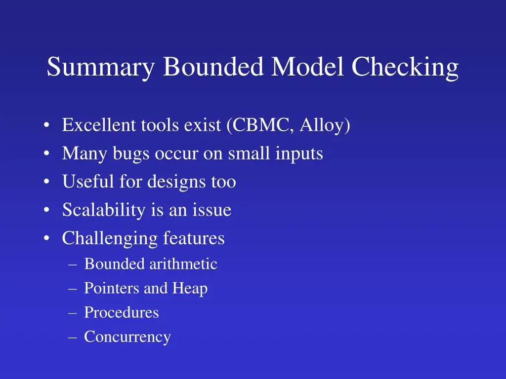summary bounded model checking