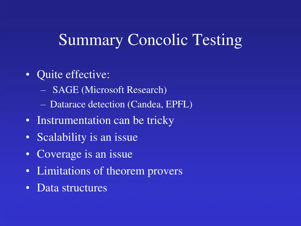 summary concolic testing