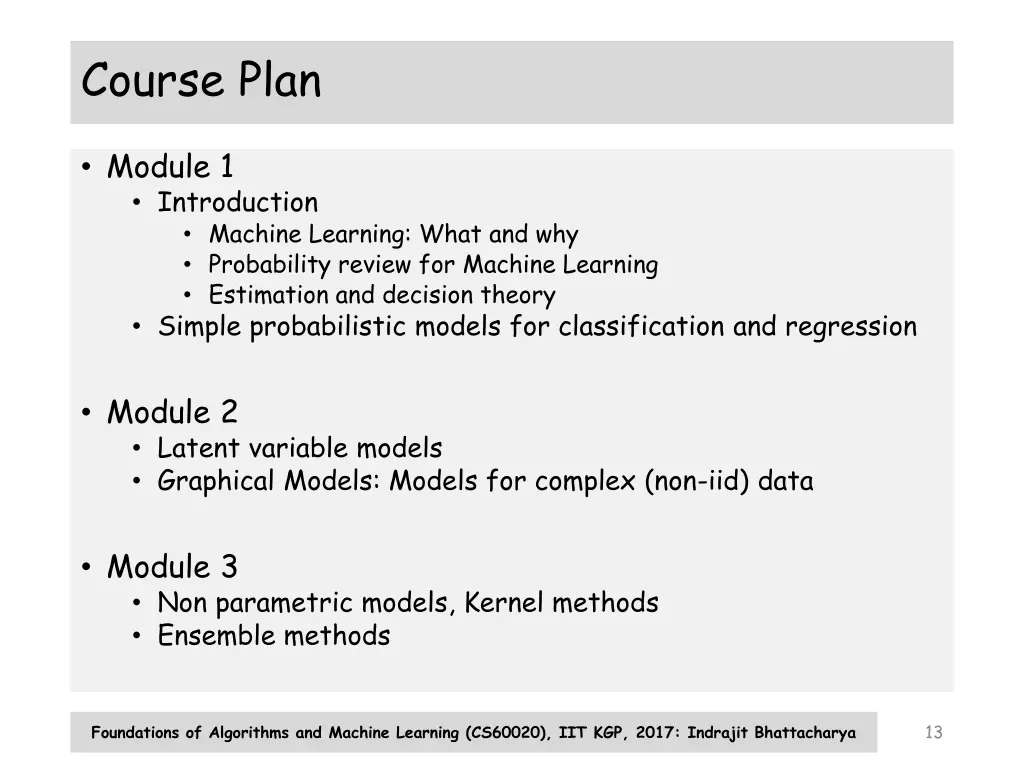 course plan