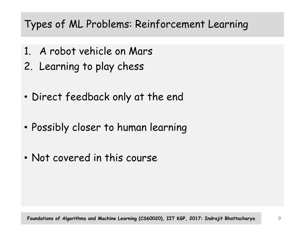 types of ml problems reinforcement learning