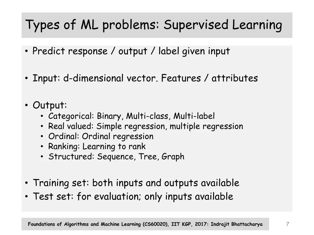 types of ml problems supervised learning