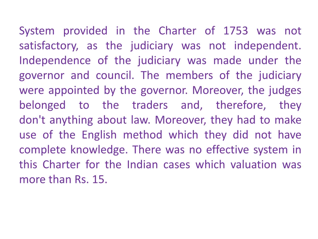 system provided in the charter of 1753