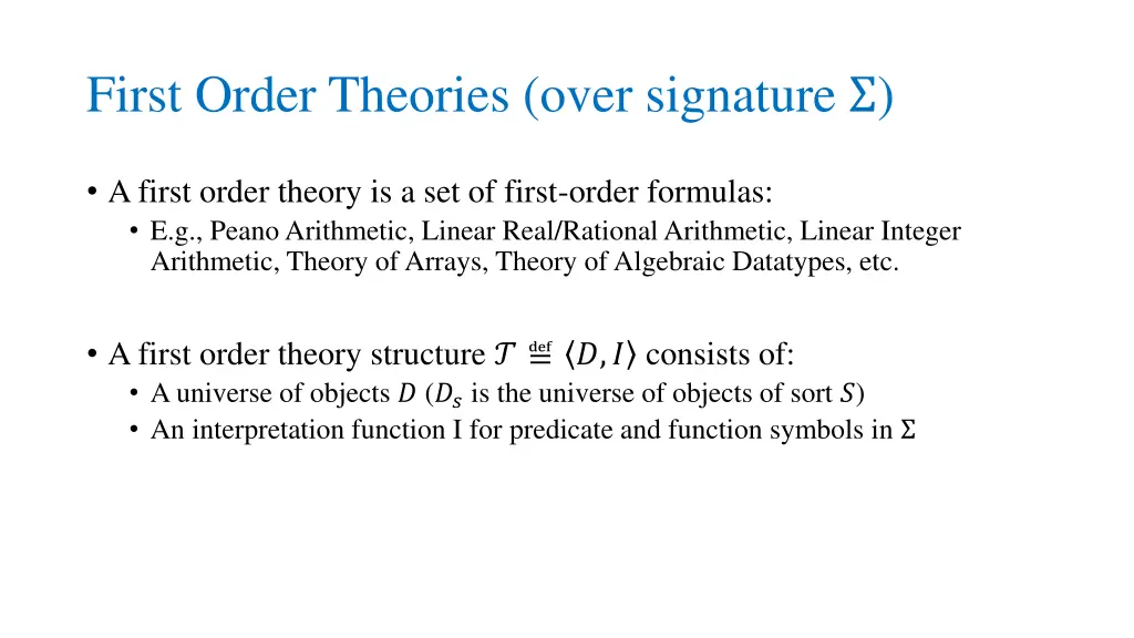 first order theories over signature