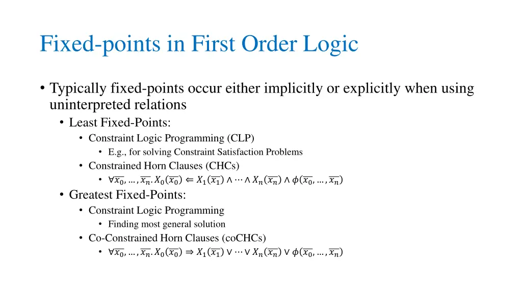 fixed points in first order logic