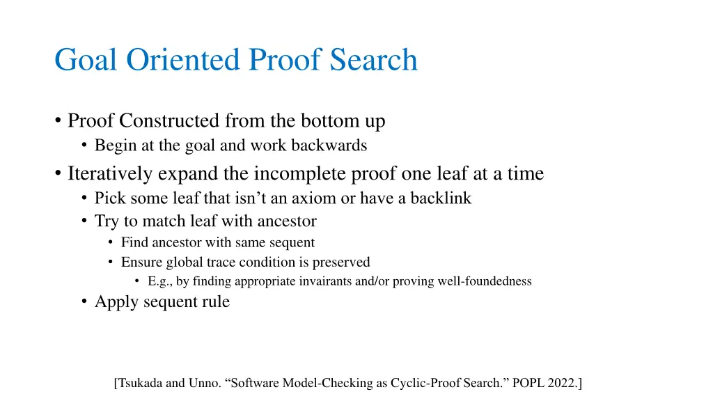 goal oriented proof search