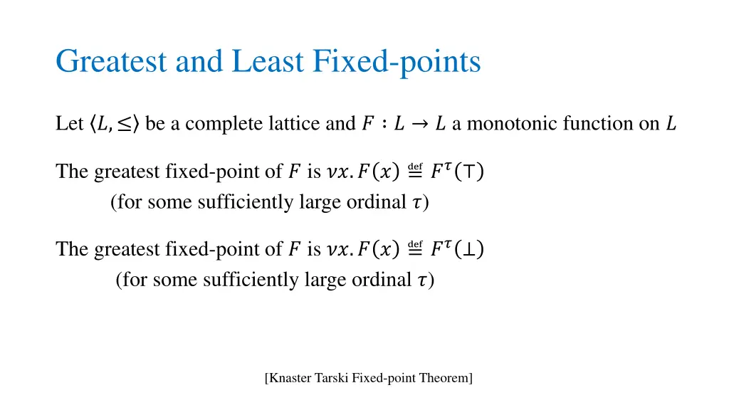 greatest and least fixed points 1