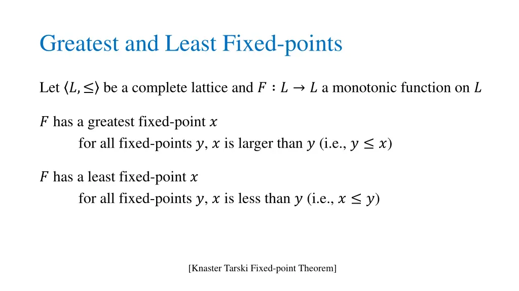 greatest and least fixed points