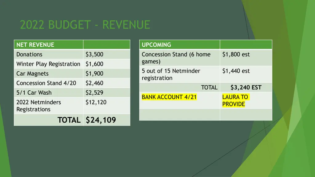 2022 budget revenue