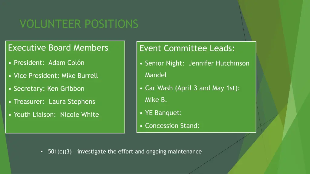 volunteer positions