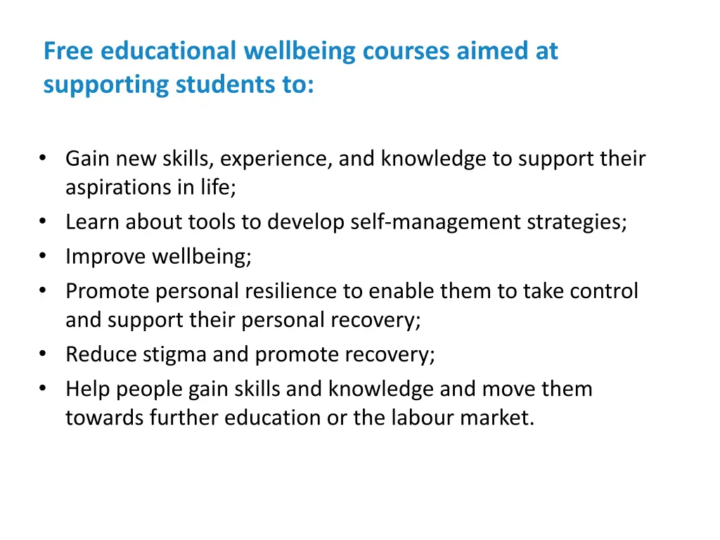 free educational wellbeing courses aimed