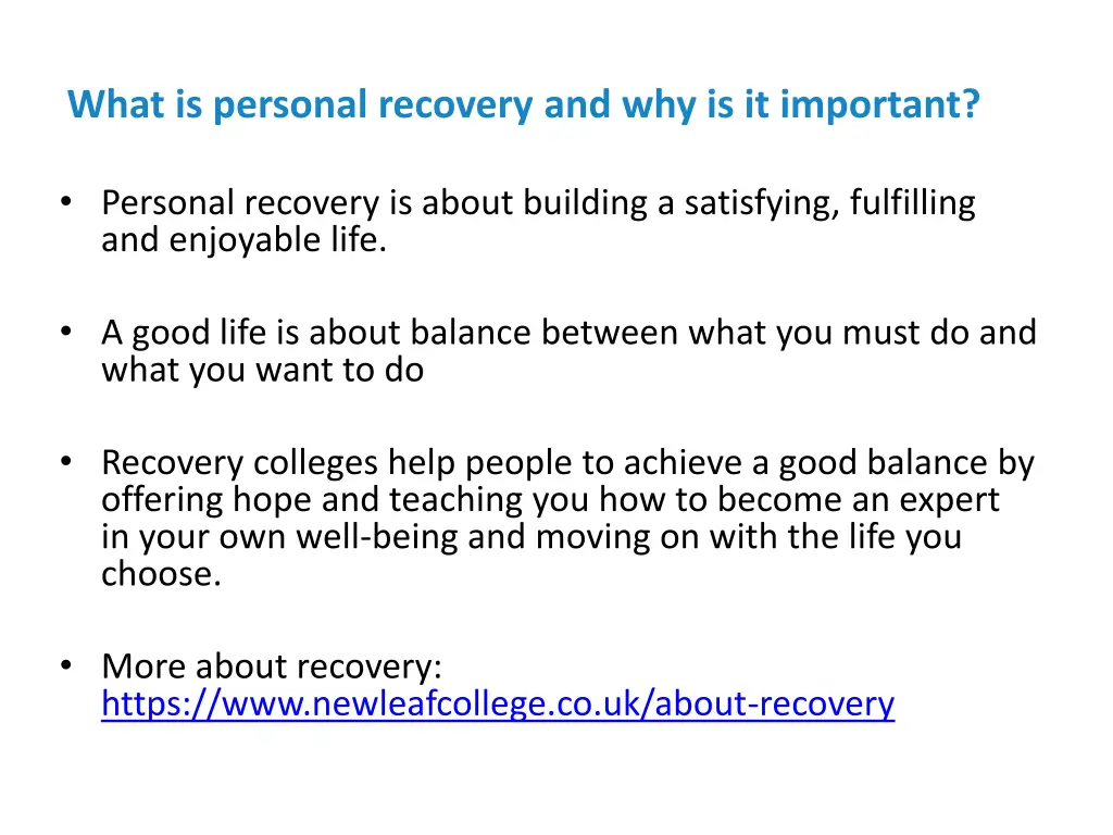 what is personal recovery and why is it important
