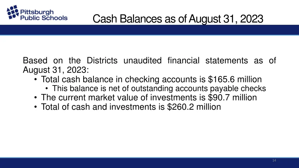 cash balances as of august 31 2023
