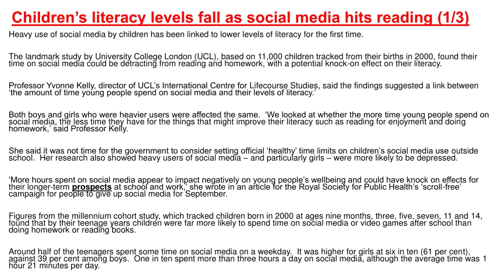 children s literacy levels fall as social media