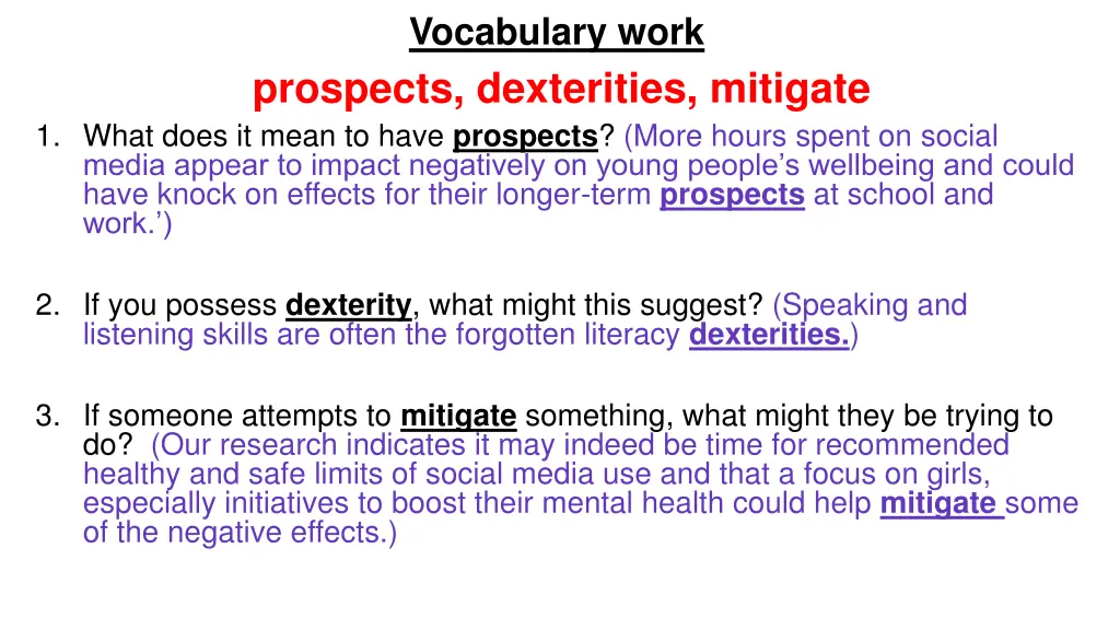 vocabulary work