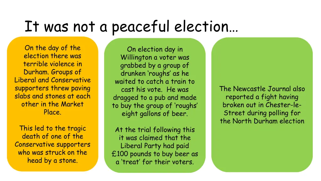 it was not a peaceful election