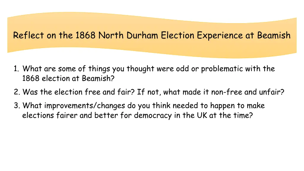 reflect on the 1868 north durham election