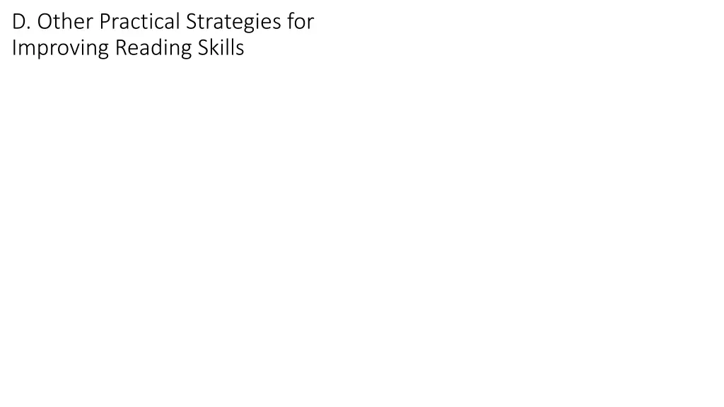 d other practical strategies for improving