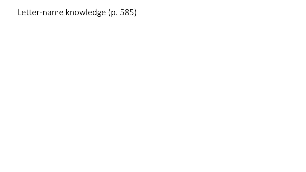 letter name knowledge p 585