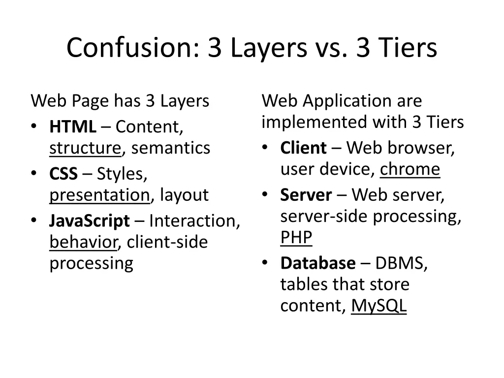 confusion 3 layers vs 3 tiers