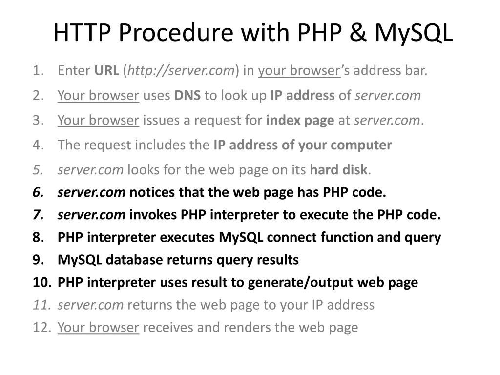 http procedure with php mysql