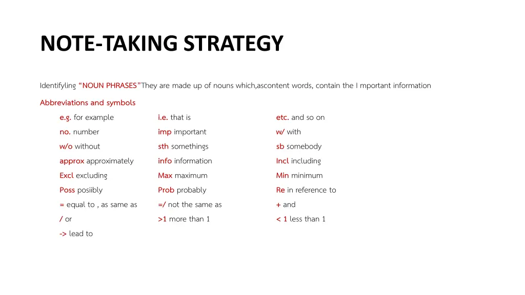 note taking strategy