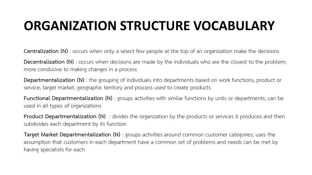 organization structure vocabulary